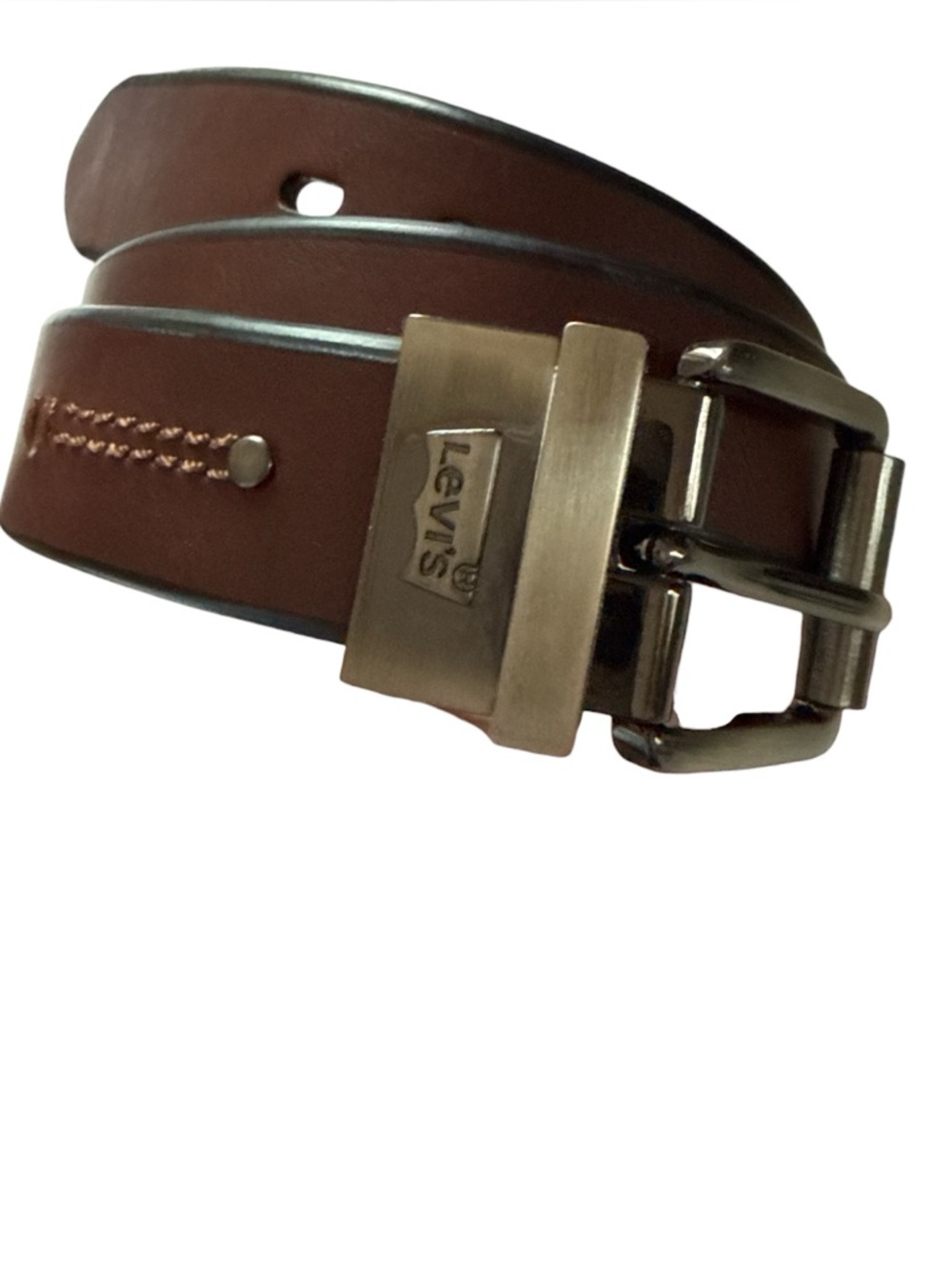 Levi’s Boy’s Brown Belt Silver Buckle Medium 26-28 Faux‎ Leather Classic